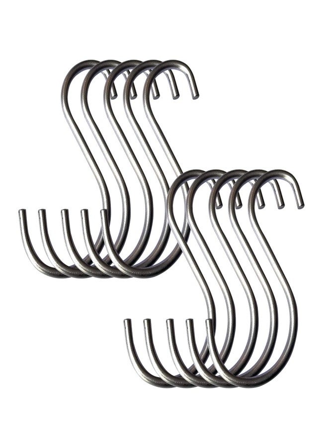 BnoSpace Stainless Steel S Hooks for Hanging 3.5 Inch, 4mm Thick Heavy Duty Hooks up to 15kg - S Shaped Hangers for Kitchen Rack, Utensils, Pots, Bags, Towels & Plants (Pack of 10, Silver) - Image 1